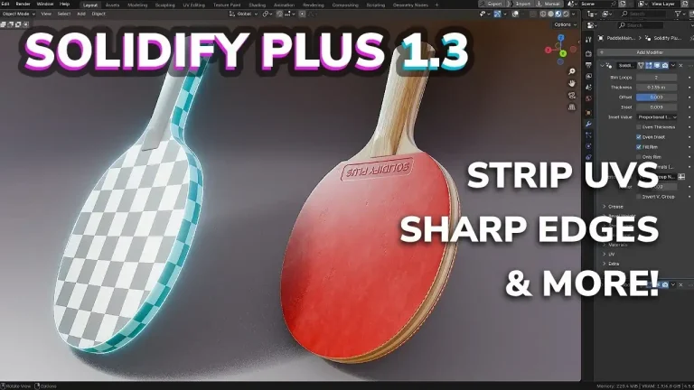 Blender厚み付けツール Solidify Plus 1.3 アップデートがリリース！UV展開の強化や法線の制御、マージ処理の精度向上など